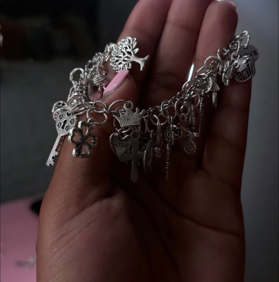 Dainty girl charm bracelet full